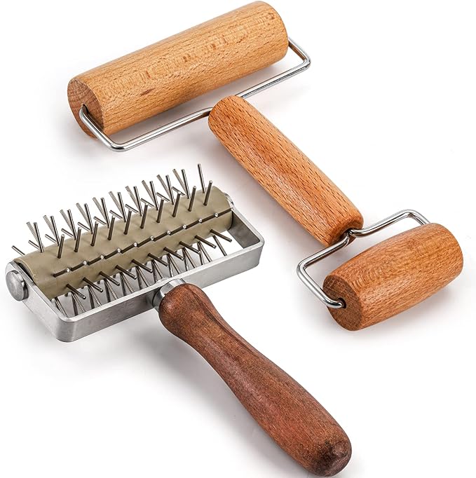 Hiceeden Set of 2 Pizza Dough Roller & Dough Docker, Stainless Steel Dough Hole by Hiceeden