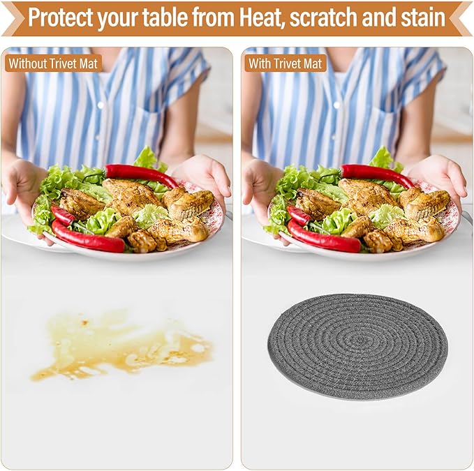 Tidponra Trivet Mats Set for Hot Dishes, 5 Heat Resistant Pot Holders Kitchen - Image 5