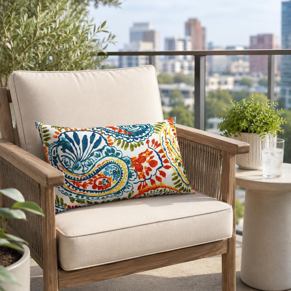 Outdoor Patio Lumbar Pillows Pack of 2, 12"x20" Fade Resistant Outd...