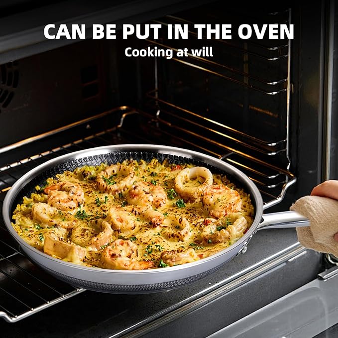 Non Stick Frying Pan with 3 Lids, 8+10+12 Inch, Hybrid Frying Pans Set Nonstick - Image 3