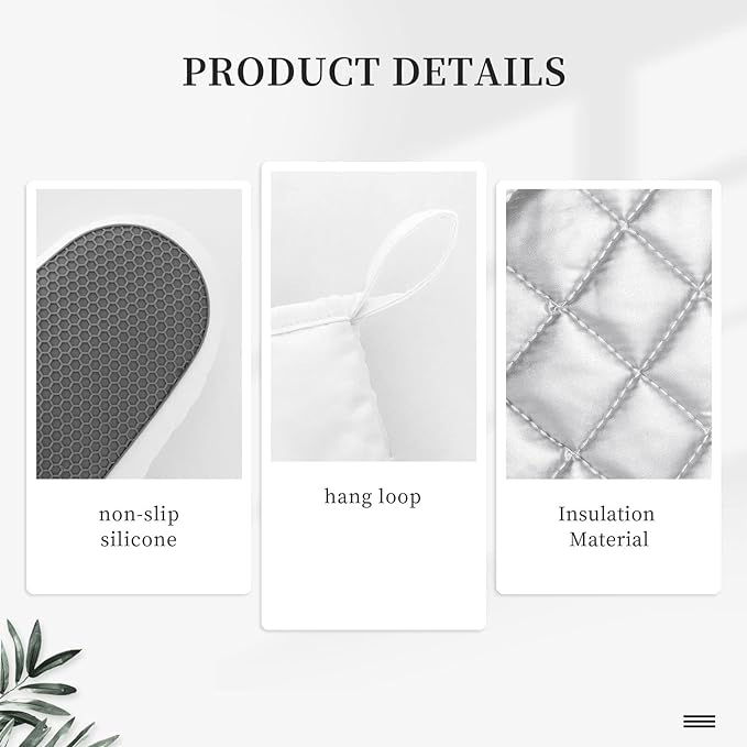 Oven Mitts and Pot Holders Marble White Gold Silicone Kitchen Accessories Set - Image 5