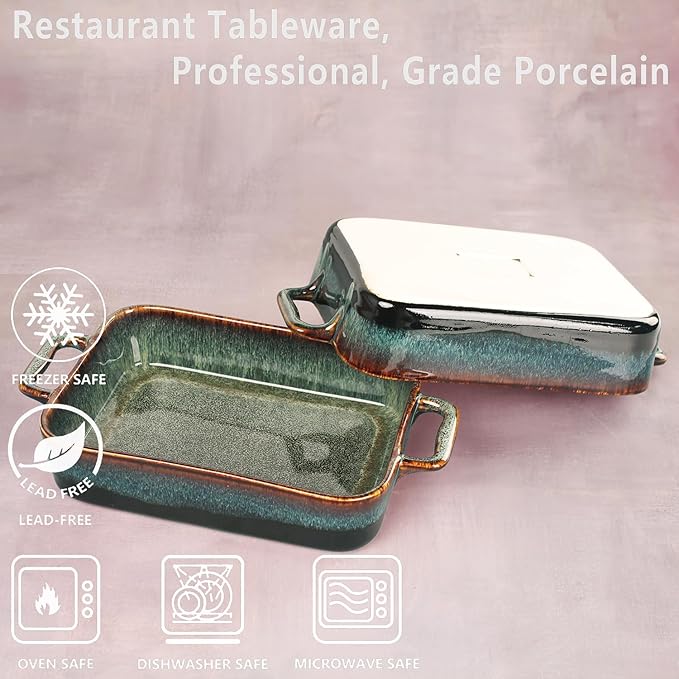 8" x 6" Porcelain Rectangular Casserole Dishes, 2 pieces Baking Dish - Image 3