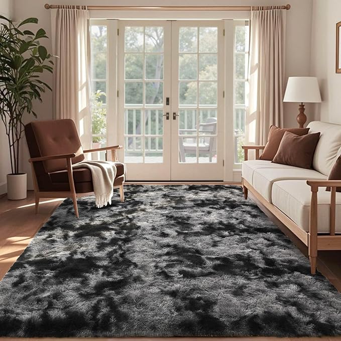 5x7 Ft Large Shag Rugs for Bedroom Living Room Decor for Men Boys, Tie Dyed - Image 3