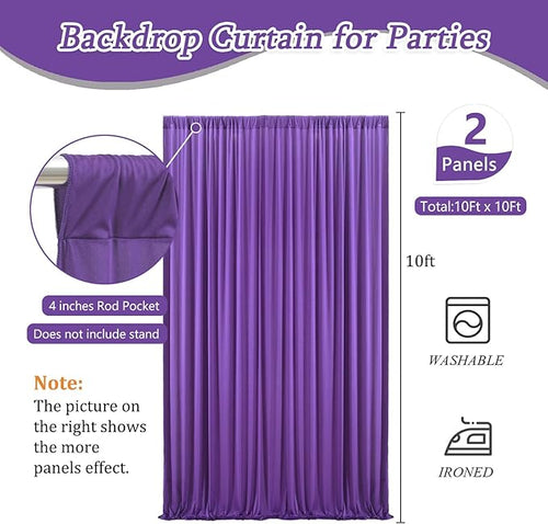 10 x 7 Feet Purple Backdrop Curtain for Partie, Background Curtains for Photoshoot, Birthday, Wedding, Halloween, Thanksgiving, Christmas Day, New Year Party Decorations 5Ft x 7Ft, 2 Panels