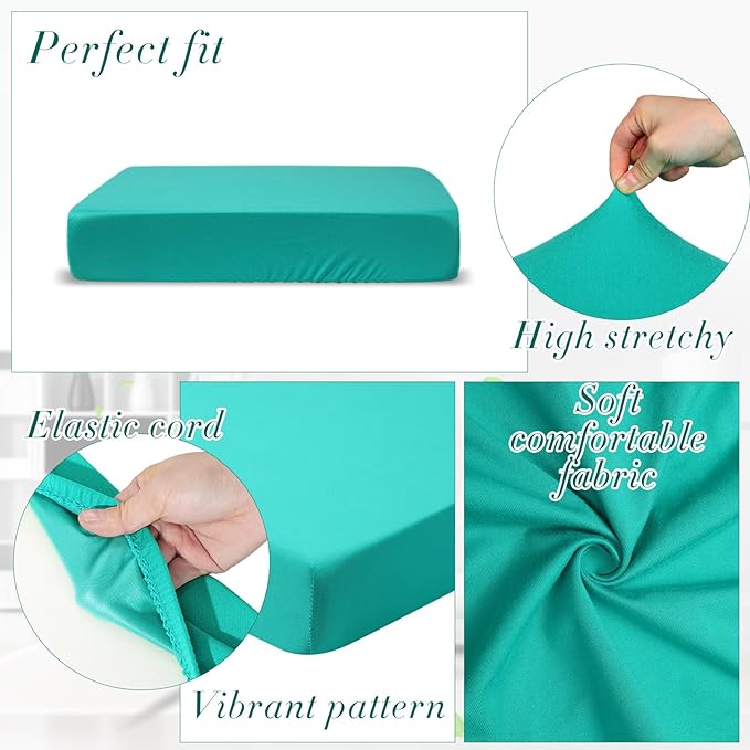 Newwiee Set of 4 Stretch Patio Cushion Covers Sofa Couch Seat Chair Slipcovers - Image 3
