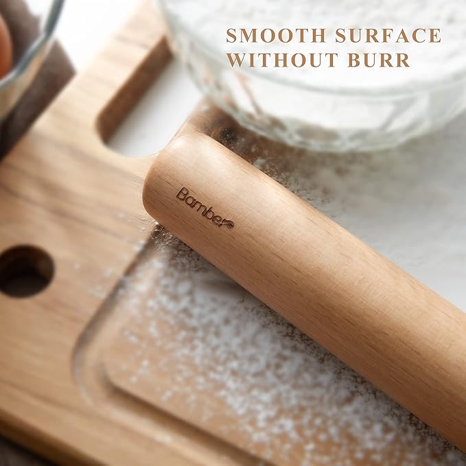 Bamber Wood Rolling Pin for Baking Large Wooden Rolling Dowel Stick Dough - Image 5