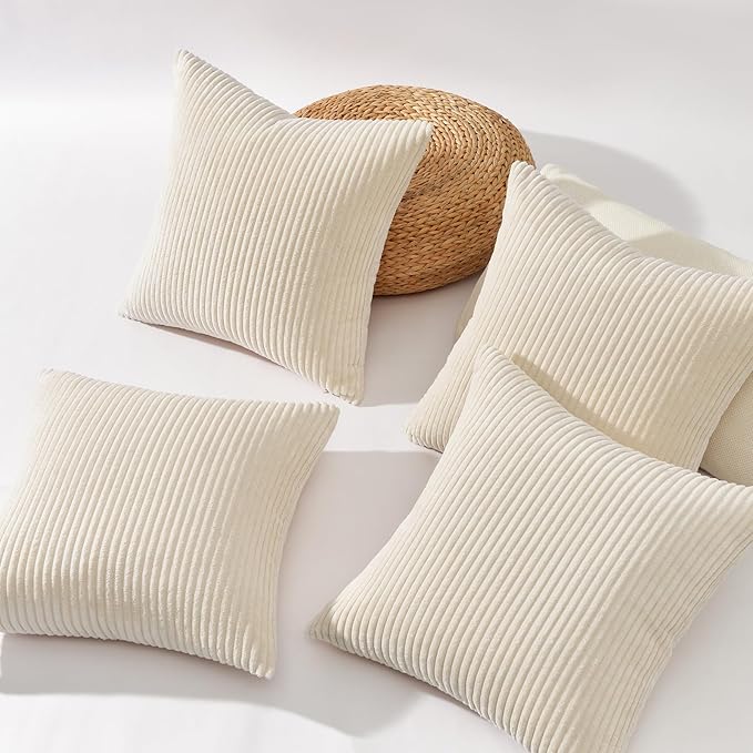 Topfinel Decorative Beige Throw Pillow Covers Cushion Cases, Natural Home Decor - Image 3