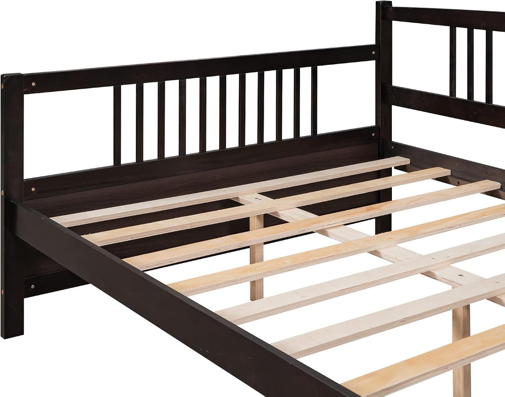 Harper & Bright Designs Corner Bed Frame Full Size with Rails, Modern Woo...