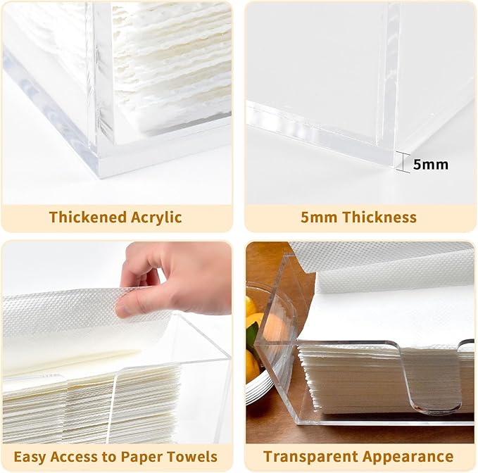 4 Pack Acrylic Paper Towel Holder, Countertop Napkin Dispenser - Image 4