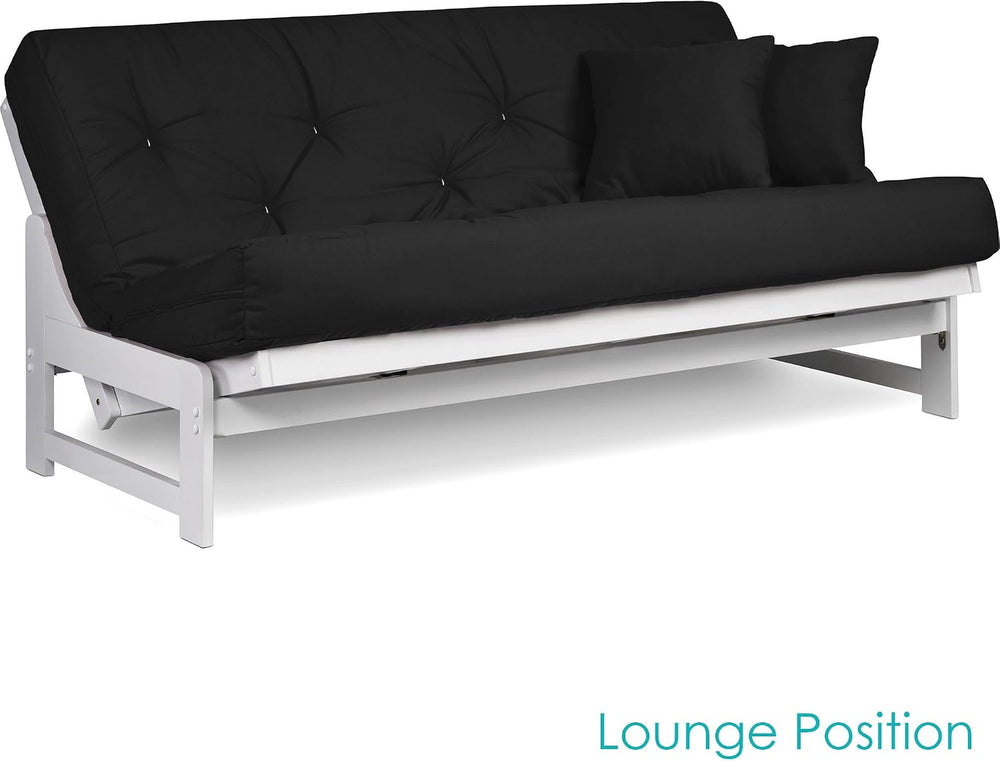 Nirvana Futons Arden Armless White Wood Futon Frame Only, Queen Size - Solid ...