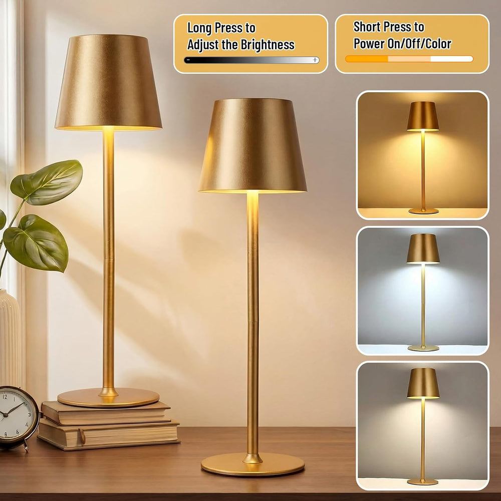 12 Pack Cordless Table Lamp Portable Rechargeable Lamp, Gold