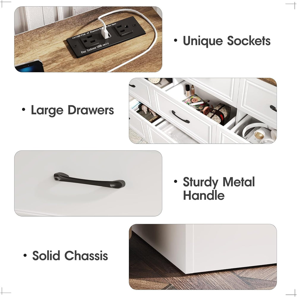 Fameill Dresser for Bedroom, 9 Drawer Wide Dresser Organizer with Charging St...
