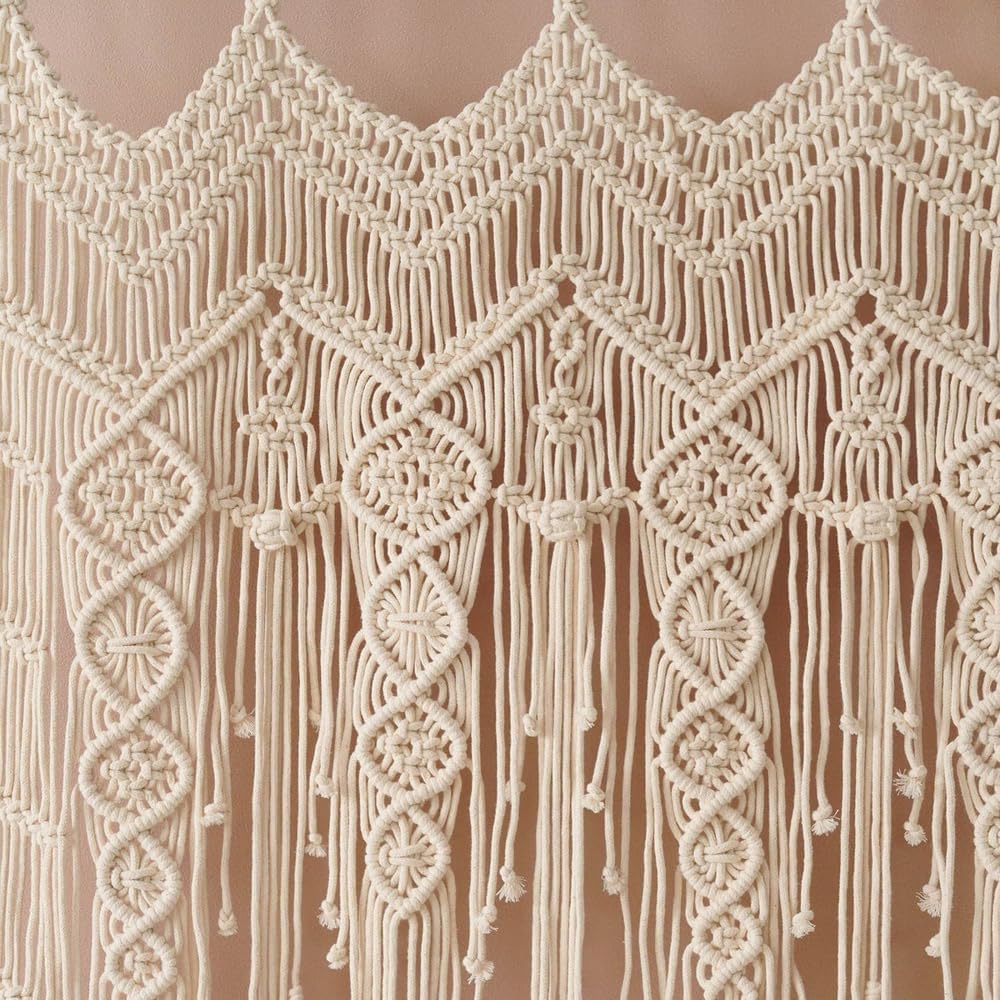 Macrame Valance Curtain for Kichen Windows 41.33 * 53.15Inch Farmhouse Boho C...