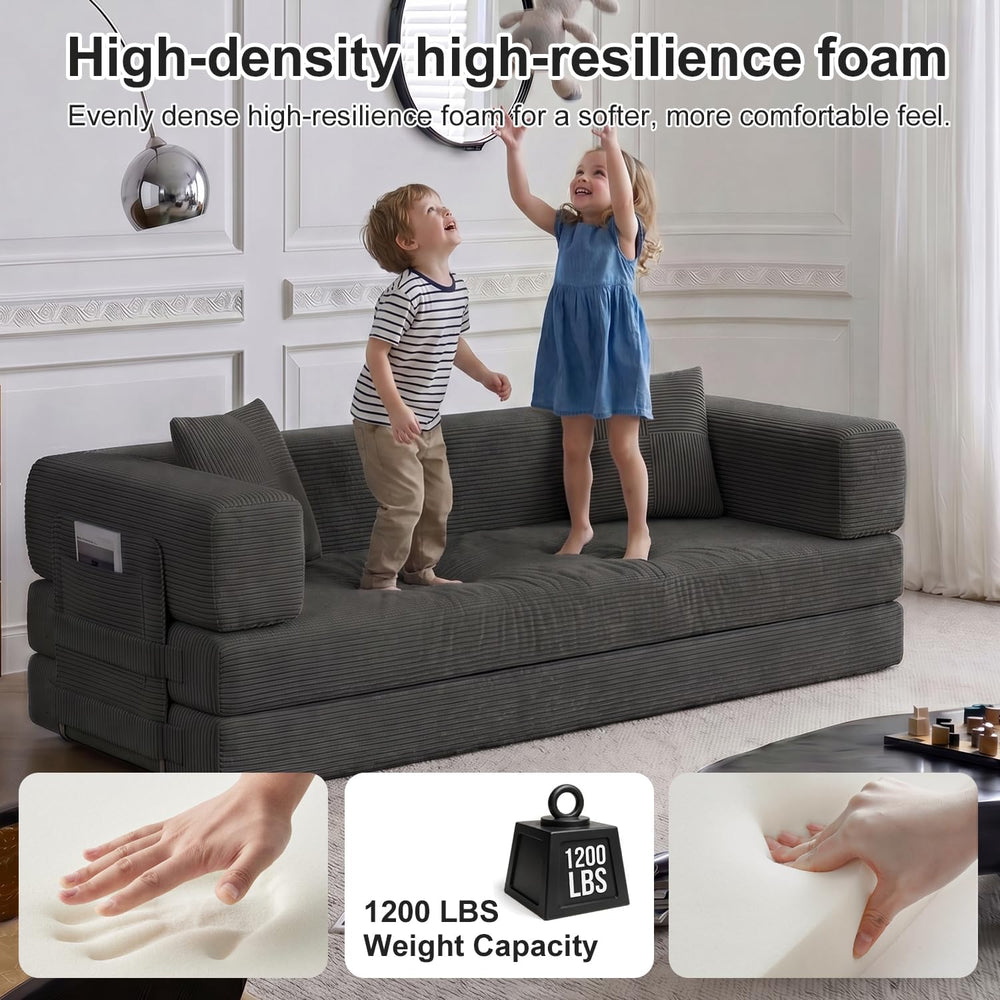 79.5" Convertible Futon Sofa Bed, Boneless Couch for Living Room
