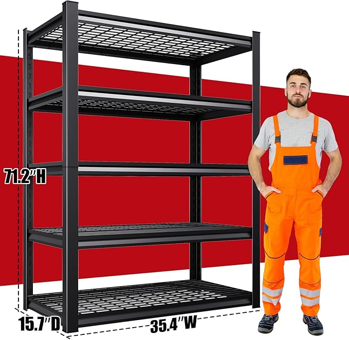 Set of 3 71"H Garage Shelving-3000LBS 5 Tier Storage Shelves, Adjustable Heavy - Image 3