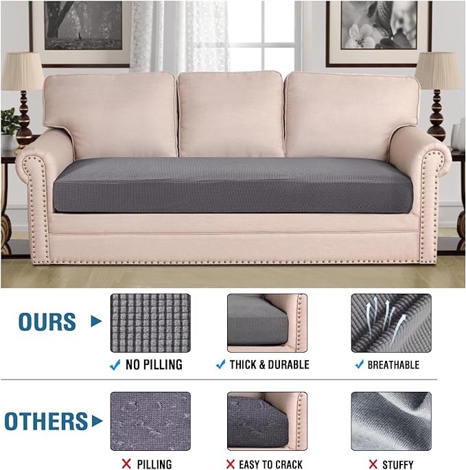 H.VERSAILTEX Super Stretch Individual Seat Cushion Covers Sofa Covers Couch - Image 2