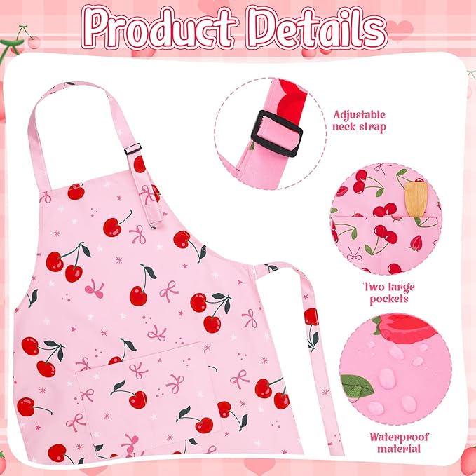 2 Pack Kids Apron, Cute Cooking Aprons, Waterproof Art Apron - Image 3
