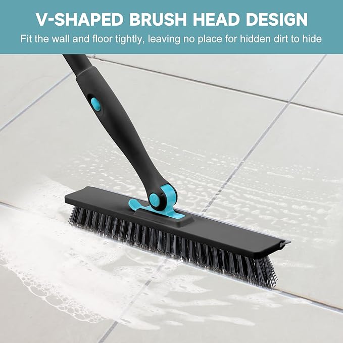 nacena Shower Scrubber with Long Handle, 4 in 1 Tile Tub Scrubber Brush with 3 - Image 5
