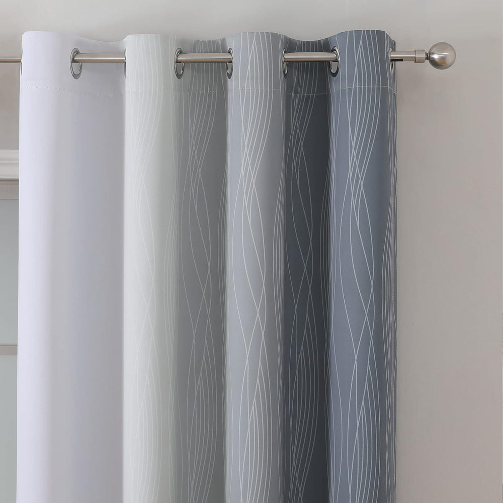 Grey and Greyish White Ombre Blackout Curtains for Living Room 84 Inch Long