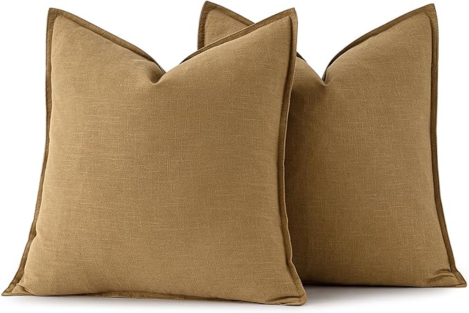MIULEE Decorative Linen Pillow Covers 18x18 Inch Mustard Yellow ​Boho - Image 6
