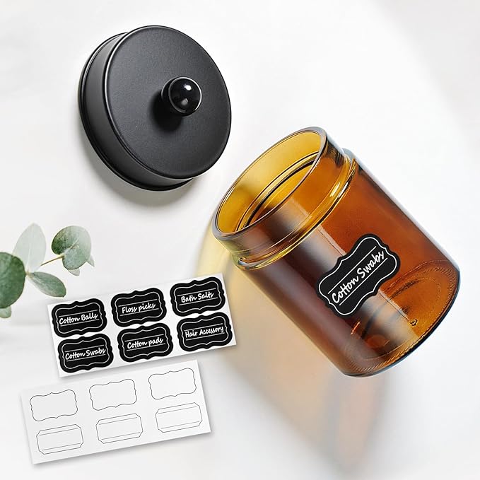 Amolliar Amber Glass Qtip Holder, Apothecary Jars - Image 4