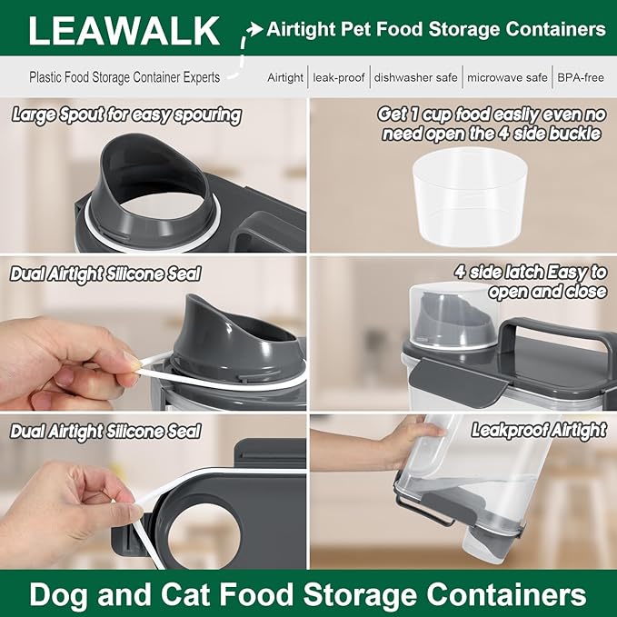 LEAWALK 5Lbs Airtight Cat Dog Food Storage Container - Image 4