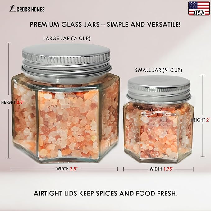 Magnetic Spice Jars Combo Pack 29 Pack Refrigerator Hexagon Glass Spice Jar - Image 4