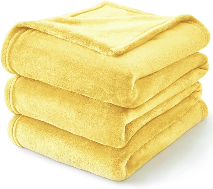 BEDELITE Fleece Blanket Light Yellow Throw Blankets - Image 8