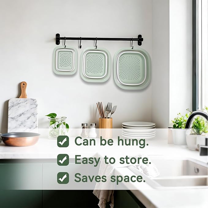 Collapsible Colander and Sink Basin Set - 2 in 1 Collapsible Colander Strainer - Image 8