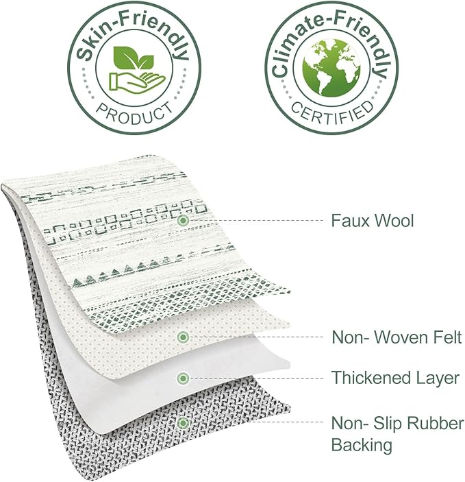 Nakagishi Green Rug Living Room Rugs: 8x10 Washable Boho Large Neutral Soft - Image 9