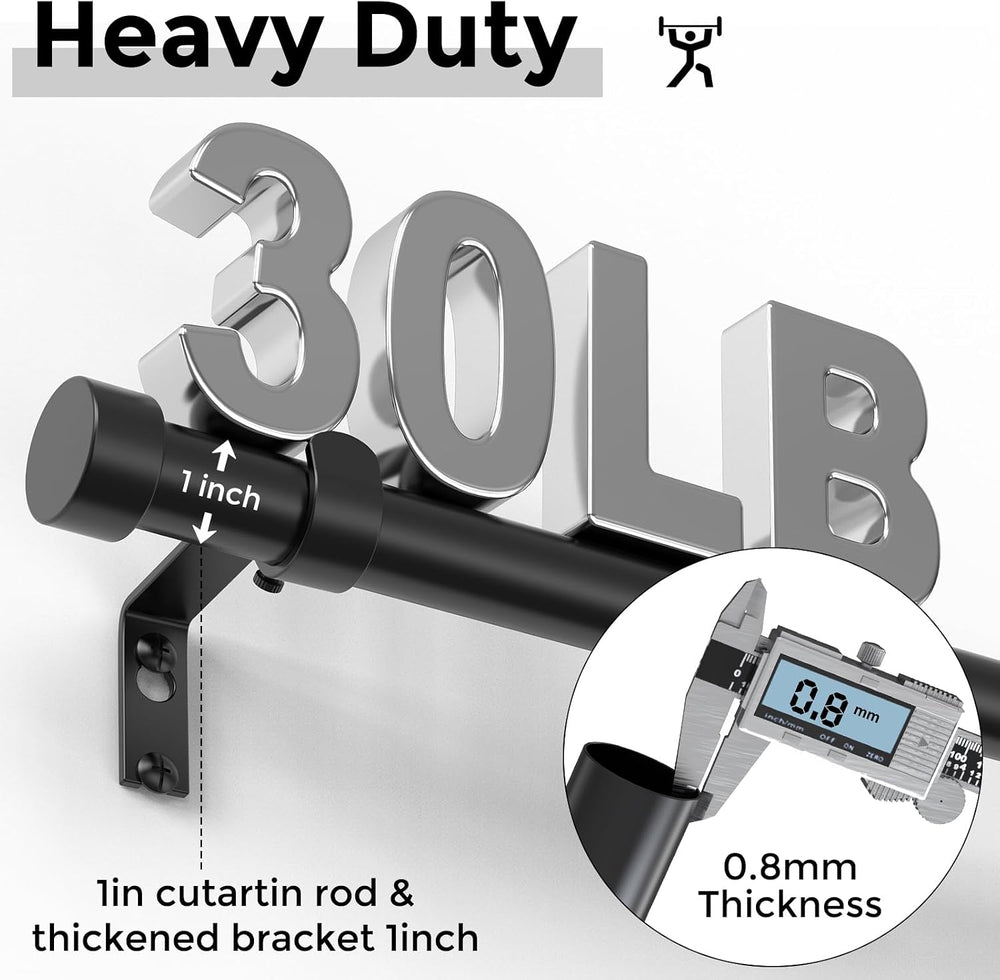 2 Pack Curtain Rods for Windows 48 to 84 Inch(4-7 Feet),Black 1'' Dia...
