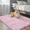 Small Rug Throw Rugs for Bedroom, Mini Area Rug, Fluffy Pink Carpet, Affordable by Junhejiamei