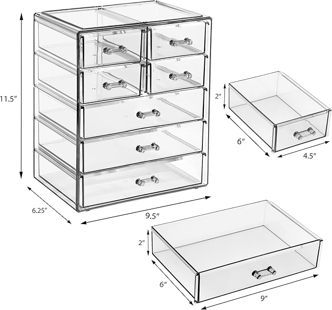 Sorbus Acrylic Makeup Organizer Set, 7-Drawer Vanity & Countertop Cosmetic - Image 3