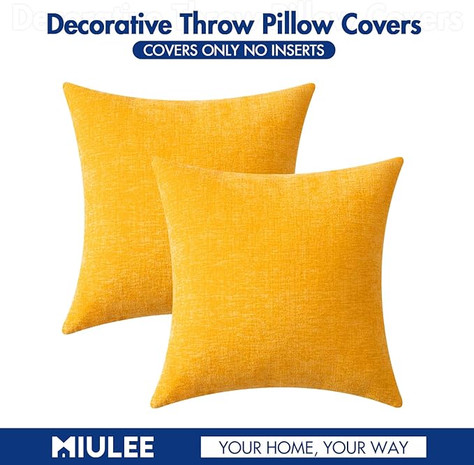 MIULEE Pack of 2 Couch Throw Pillow Covers 18x18 Inch Soft Goose Yellow - Image 6