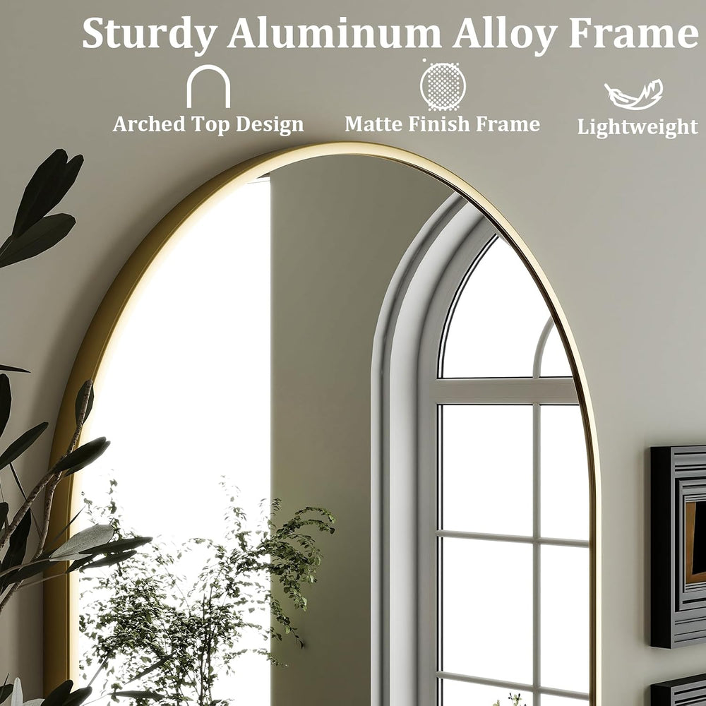 HARRITPURE Arched Wall Mirror 24"x36" Gold Metal Frame Vanity Mirrors