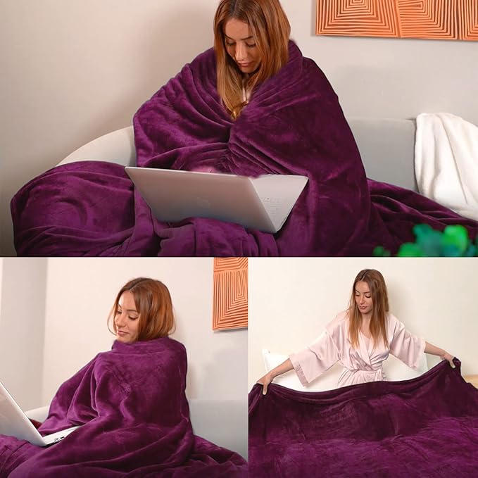 JIAHANNHA Purple Throw Blanket Fleece Blanket 60"x80", Super Soft Cozy Plush - Image 3