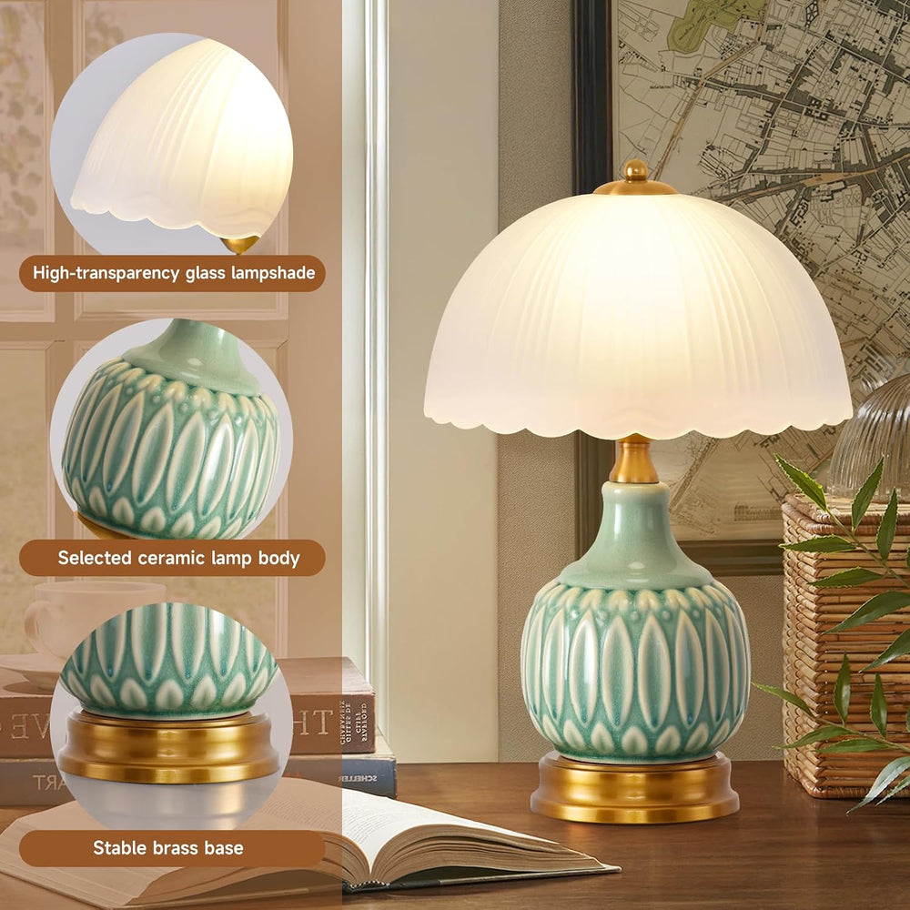 Table Lamps Ceramic Retro Lamp for Living Room,15." Modern Bedside Night...