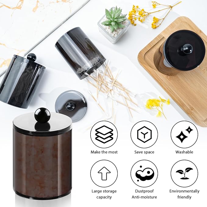 XIPENGKEJI 2 Pack Qtip Holder, Canister Apothecary Jar Set, Bathroom Jars - Image 3