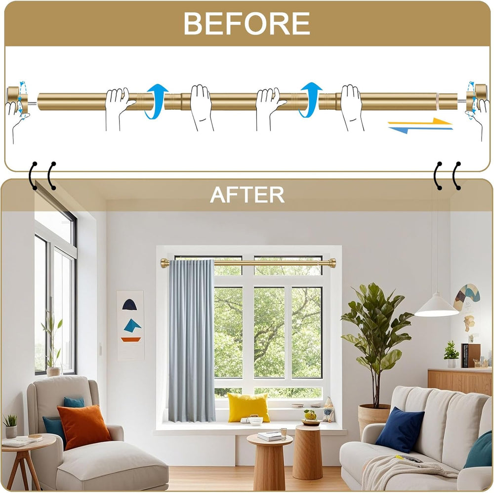YNL Shower Curtain Rod 34-82 Inches (2.8-6.8ft) Adjustable Spring Shower Rod ...