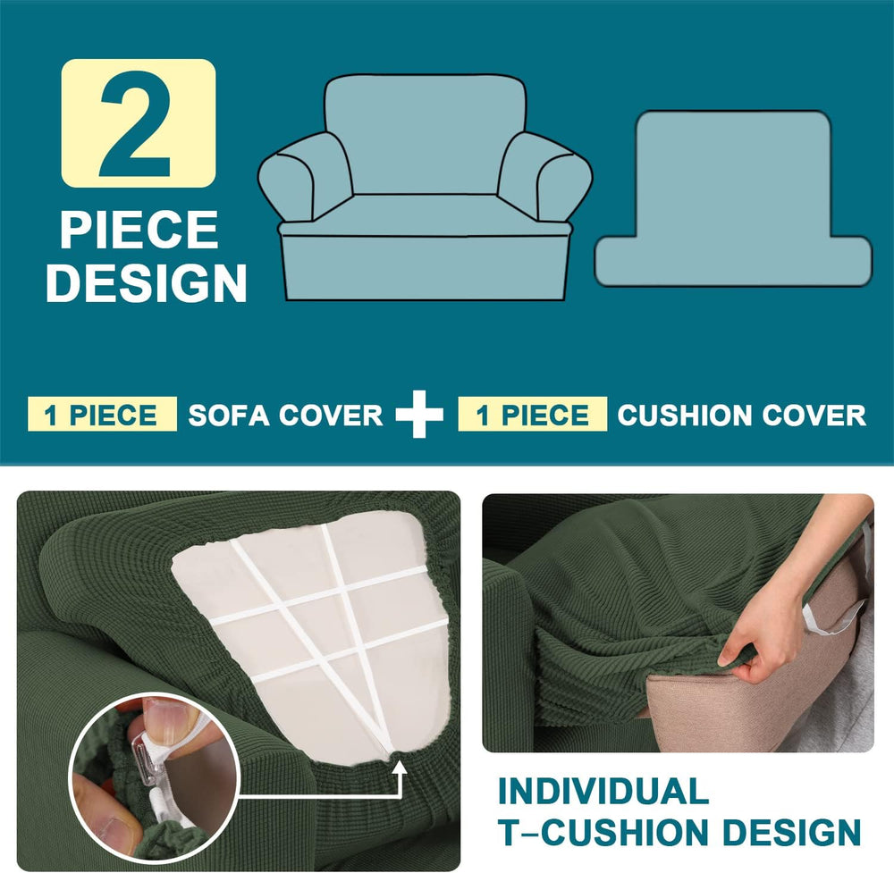 Turquoize T Cushion Chair Slipcover Armchair Slipcover for Living Room Stretc...