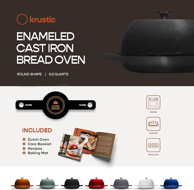 Enameled Cast Iron Dutch Oven for Sourdough Bread Baking | 6 Quart Pot - Image 5