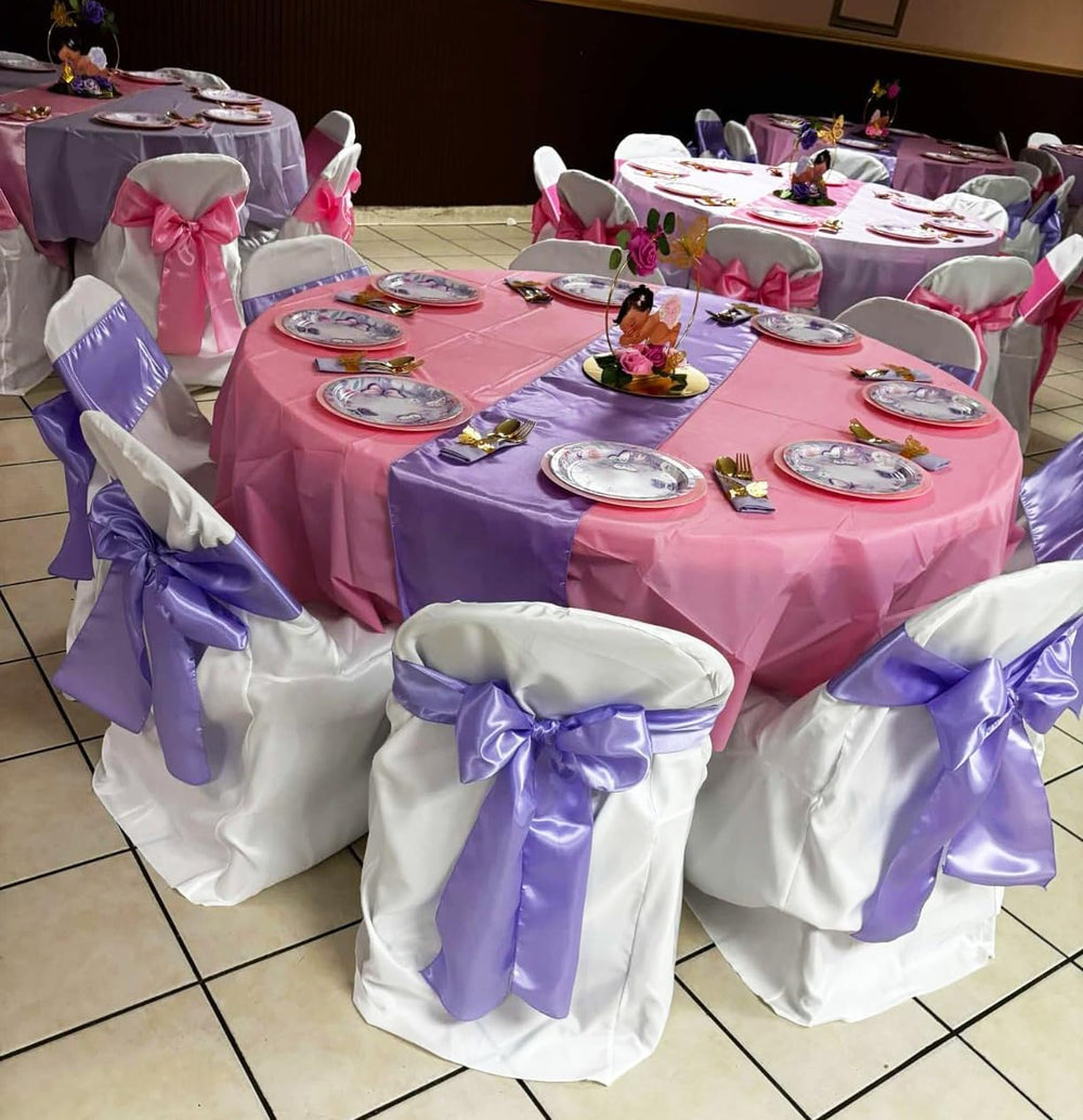 Wedding Satin Silver Chair Sashes Bows 50 Pack Fitted Chair Ribbons 7x108 Inc...