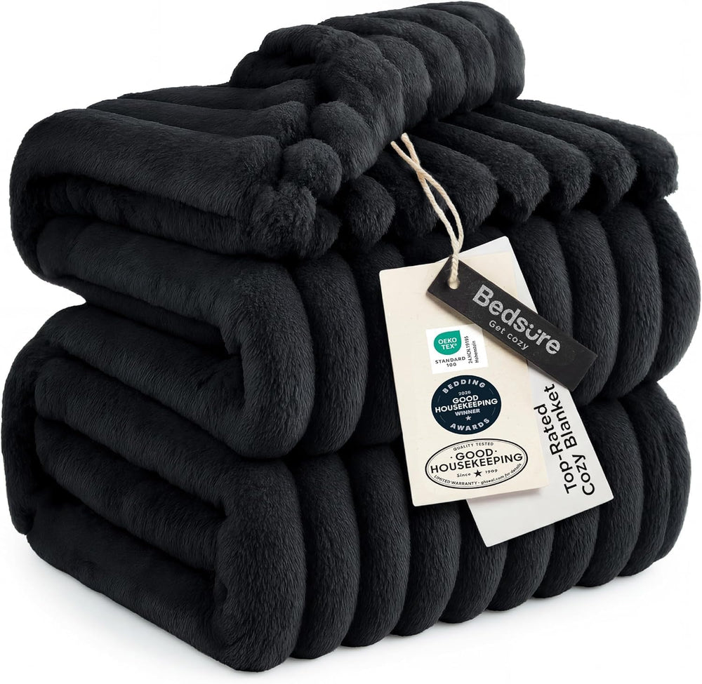 Bedsure Soft Queen Size Blanket for Bed Black 90"x90"