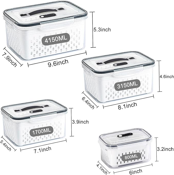 4 Pack Large Fruit Storage Containers