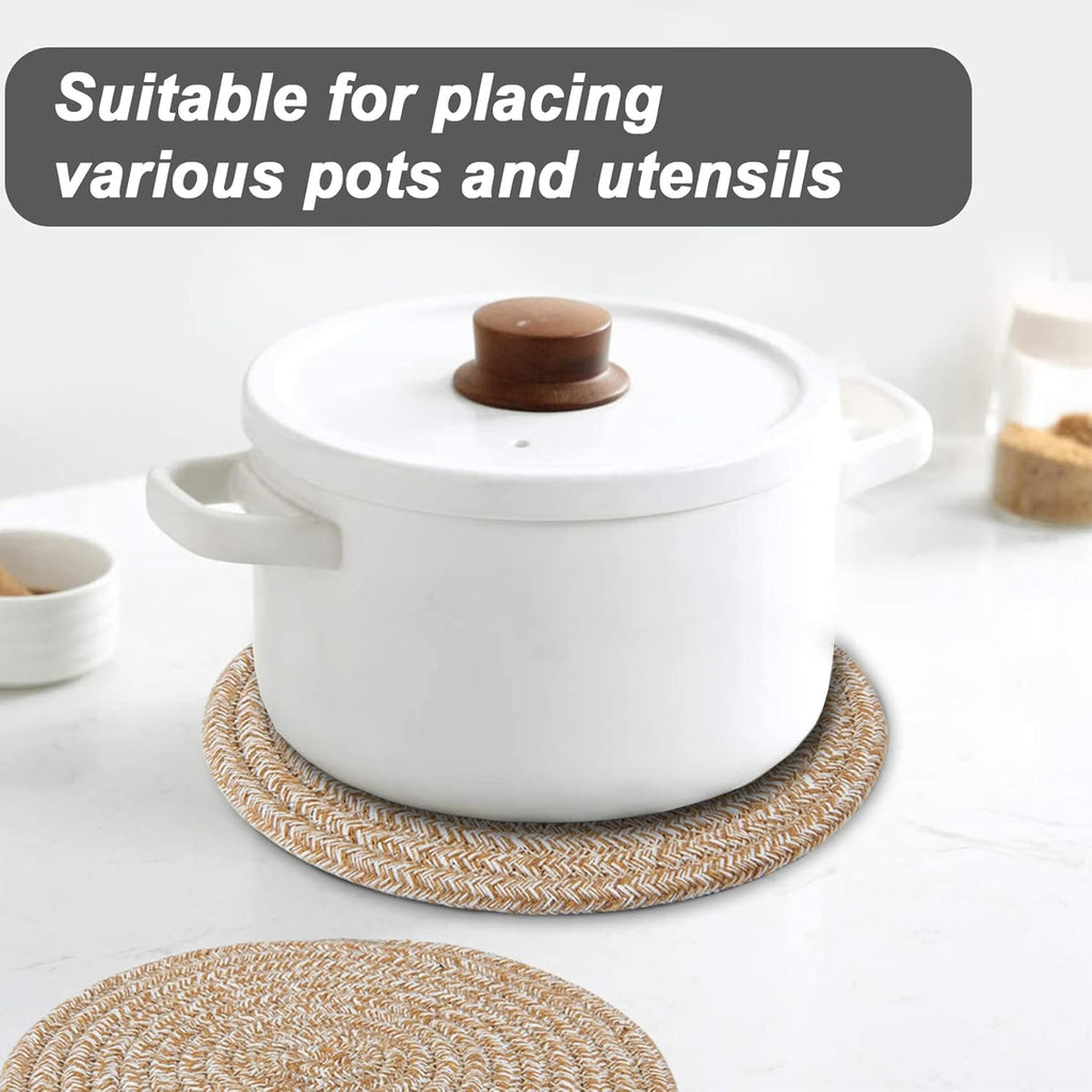 Pot Holders Trivets Set,Potholders for Kitchens, 100% Pure Cotton Thread Weave Trivets for Hot Dishes/Pot/Bowl/Teapot/Hot Pot Holders (24 cm, 4pack)