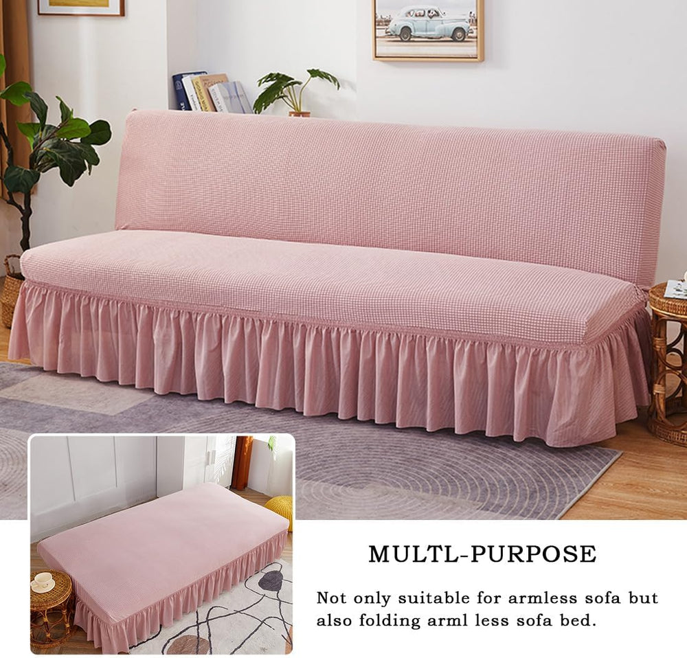 Futon Cover Slipcover Removable Armless Sofa Bed Slipcovers Full Size with Sk...