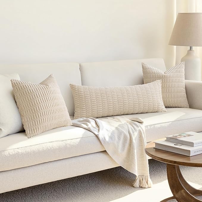 MIULEE Pack of 1 Cream White Long Body Lumbar Decorative Throw Pillow Cover - Image 4