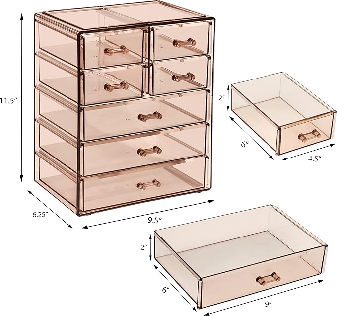 Sorbus Acrylic Makeup Organizer Set, 7-Drawer Vanity & Countertop Cosmetic - Image 3