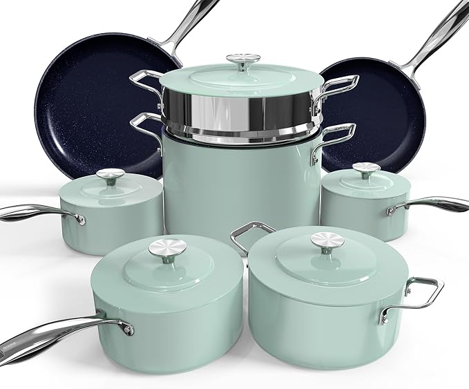 Nuwave Lux 13pc Forged Lightweight Cookware Set PFAS Free, Healthy G10 Duralon by NuWave