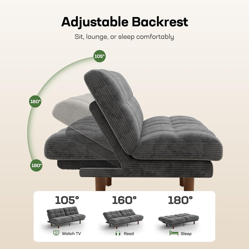 Marsail 70" Convertible Futon Sofa Bed, Small Recliner Sleeper Sofa with...